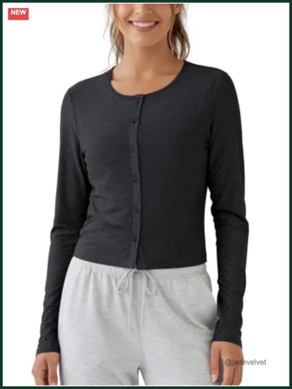 odSTRATUM Tech Performance Crop Cardigan UPF 50+ Button Down Crewneck Top